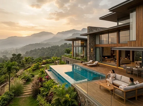 Villa with private pool and forest views at Shapoorji Pallonji Delphi, Khopoli